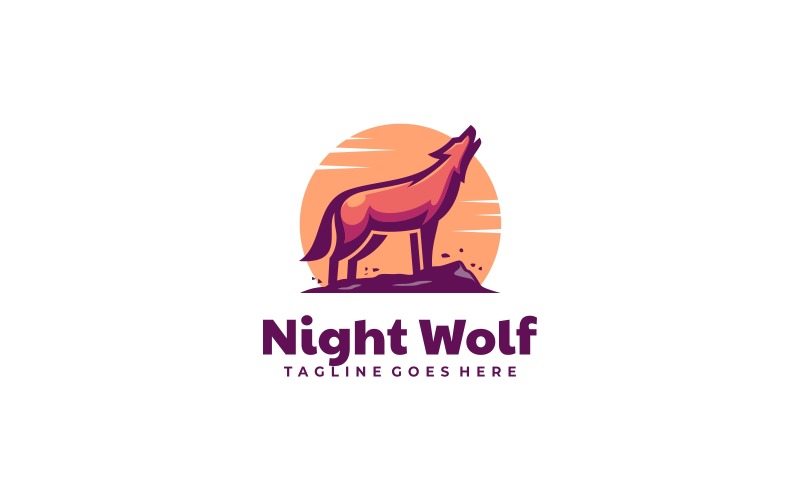 Night Wolf Simple Mascot Logo Logo Template