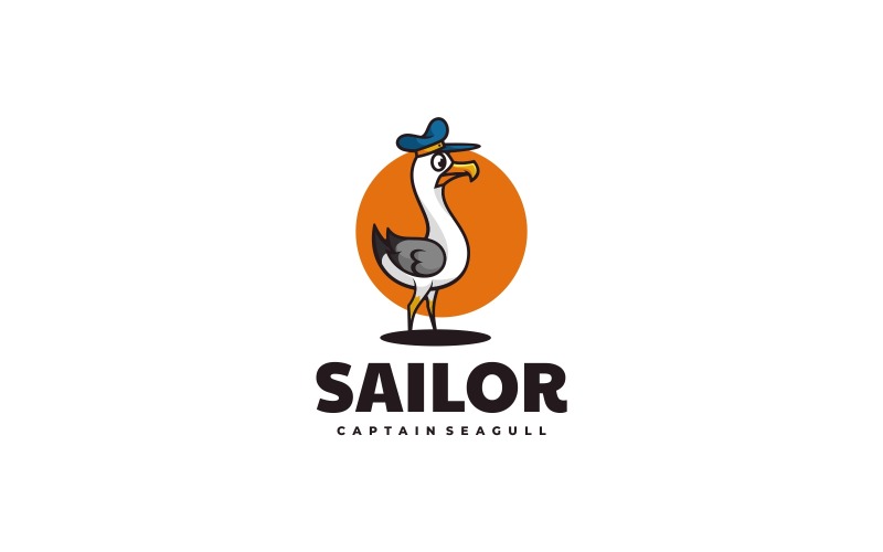 Sailor Seagull Simple Mascot Logo Logo Template