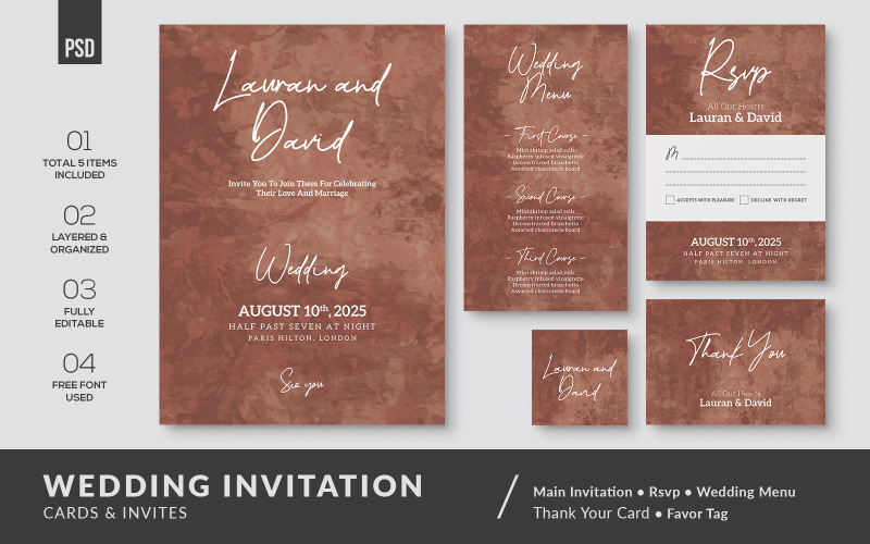 Wedding Invitation Set Bundle Corporate Identity