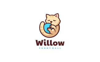 Willow Cat Cartoon Logo Template