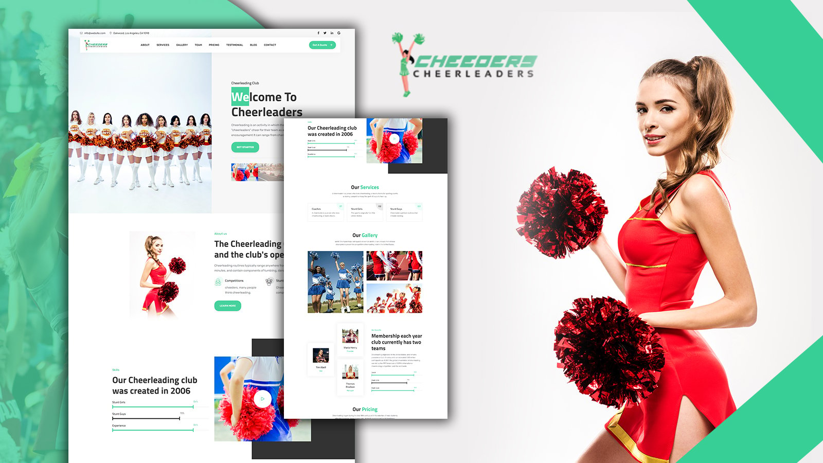 Tomaar-Cheeders Cheerleading Team OnePage WordPress  Themes 226690