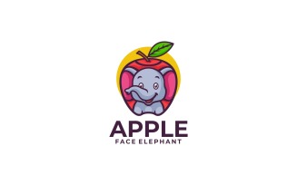 Apple and Face Elephant Simple Logo