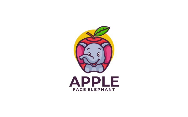 Apple and Face Elephant Simple Logo Logo Template