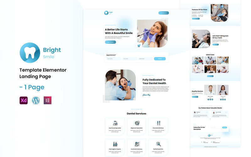 Bright Smile - Dental Services Ready to Use Elementor Landing Page Template Elementor Kit