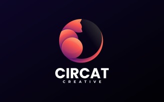 Circle Cat Gradient Color Logo
