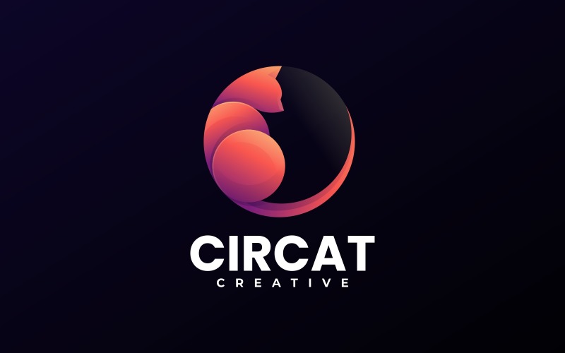 Circle Cat Gradient Color Logo Logo Template