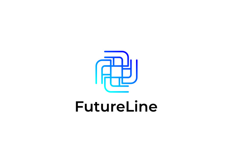 Future BLUE FUTURISTIC Line Logo Logo Template