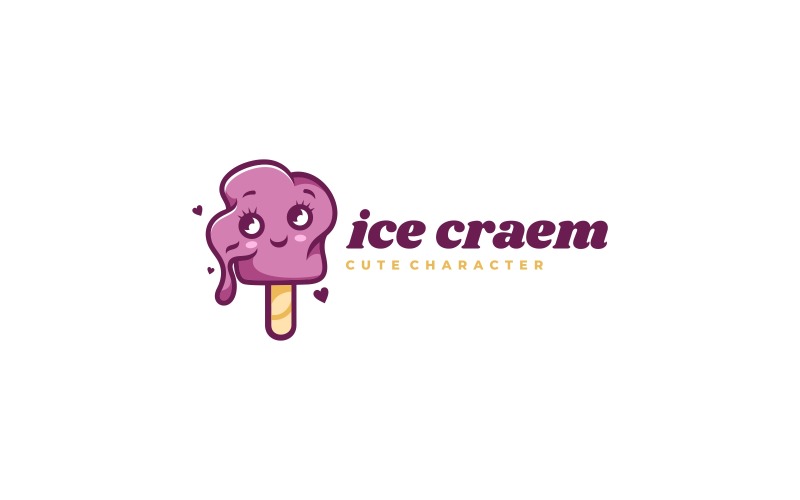 Ice Cream Cute Character Logo Logo Template