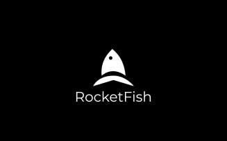 Rocket Fish Negative space clever Logo
