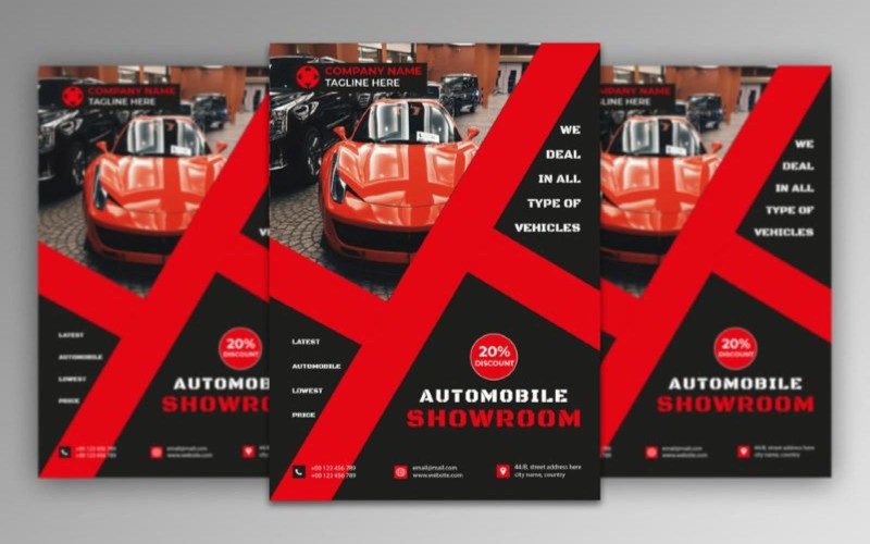 Automobile Showroom Flyer Template Corporate Identity