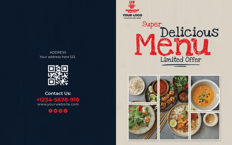 Bifold food menu : Fast Food Flyer Design Template Corporate Identity