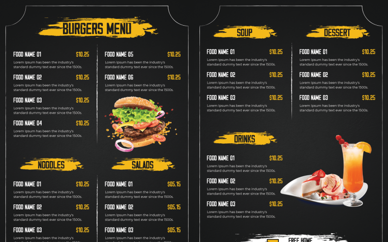Bifold Menu : Fast Food Flyer ﻿Design Template Corporate Identity