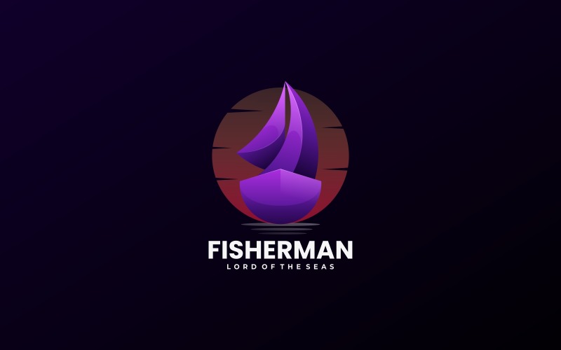 Fisherman Gradient Logo Style Logo Template