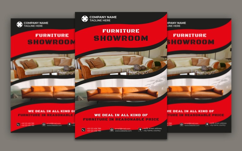 Furniture Showroom Flyer Template Design Corporate Identity