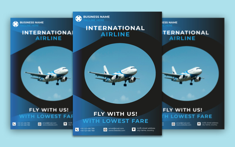 International Airline Flyer Template Corporate Identity