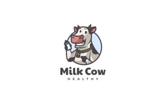Milk Cow Cartoon Logo Style
