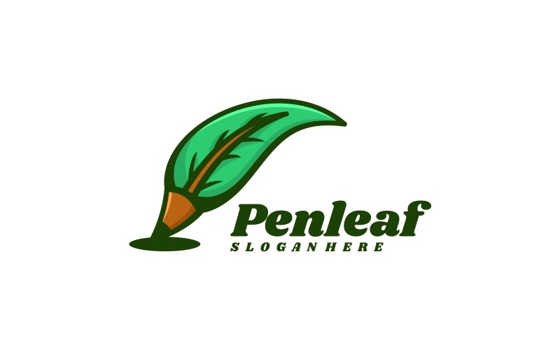 Pen Leaf Simple Logo Style Logo Template