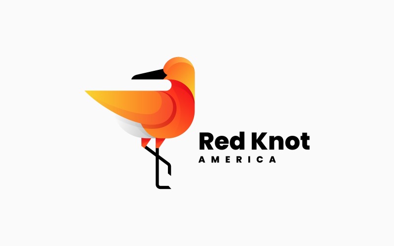 Red Knot Bird Gradient Logo Logo Template
