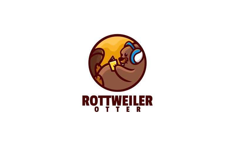 Rottweiler Otter Cartoon Logo Logo Template