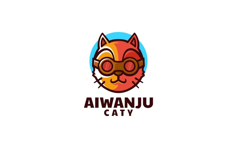 Aiwanju Cat Simple Mascot Logo Logo Template