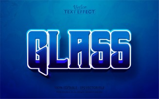 Glass - Editable Text Effect, Blue Cartoon Text Style, Graphics Illustration