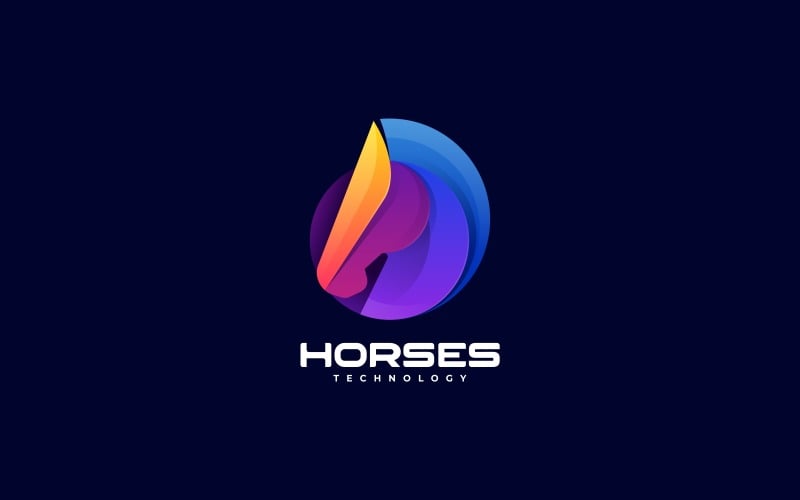 Horse Head Gradient Logo Style Logo Template