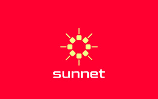 Sun Red Tech Retro Yellow Logo