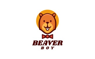 Beaver Boy Cartoon Logo Style
