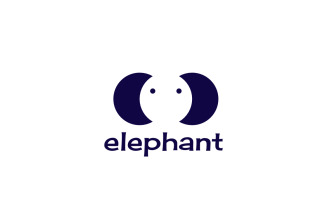 Elephant Negative Space Clever Smart Logo