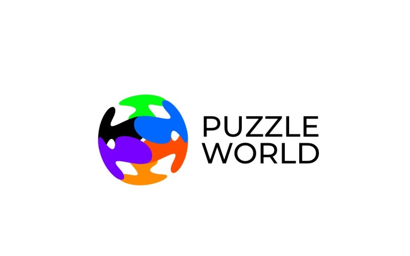 Puzzle World Clever Smart Kids Globe Logo Logo Template