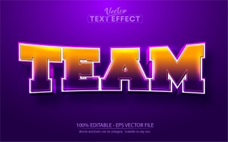 Team - Editable Text Effect, Purple And Orange Sport Text Style, Graphics Illustration