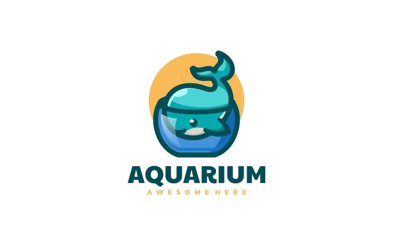 Aquarium Whale Cartoon Logo Logo Template