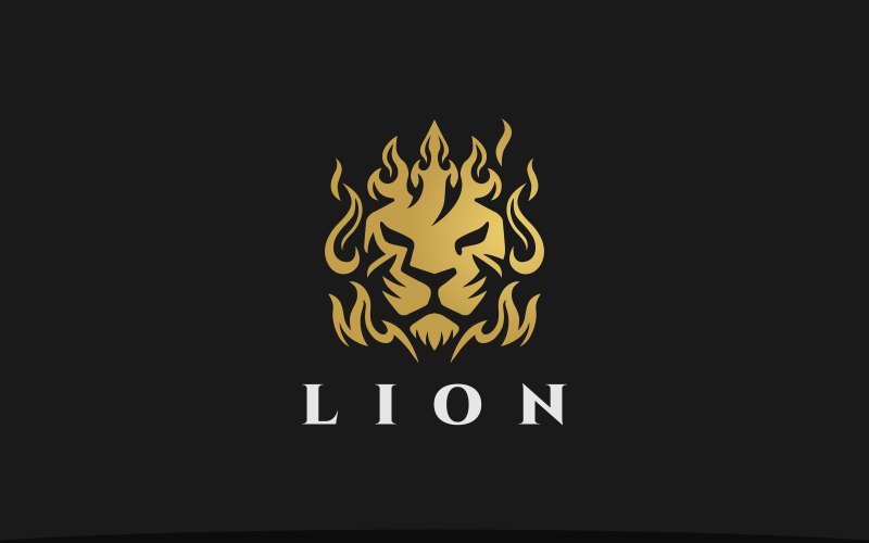 Lion Fire Lion Head Logo Logo Template
