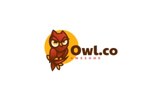 Owl Simple Mascot Logo Template
