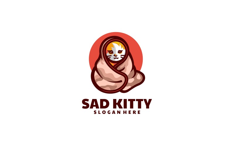 Sad Kitty Cartoon Logo Style Logo Template