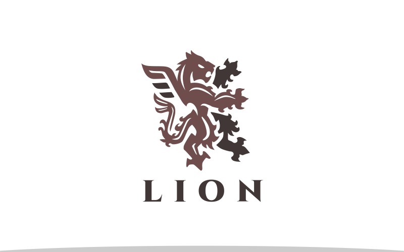 Winged Lion Heraldry Logo Logo Template