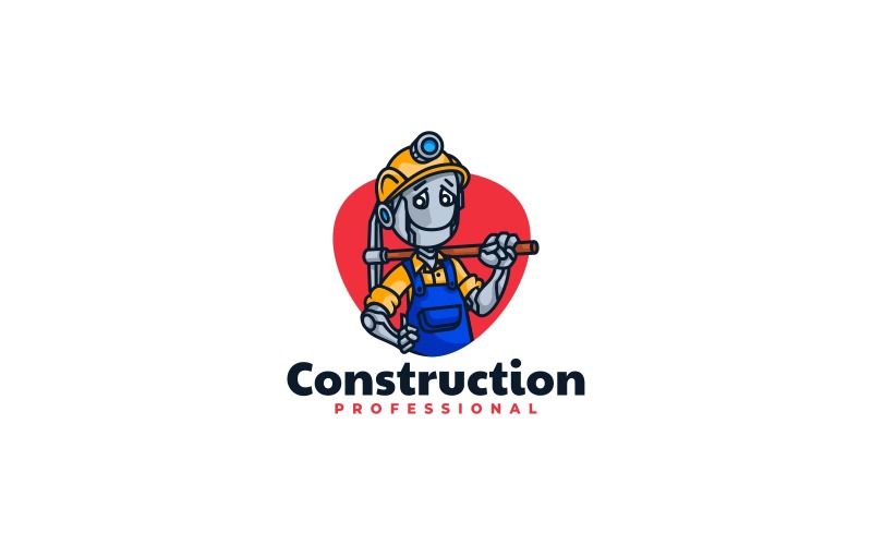 Construction Simple Mascot Logo Logo Template