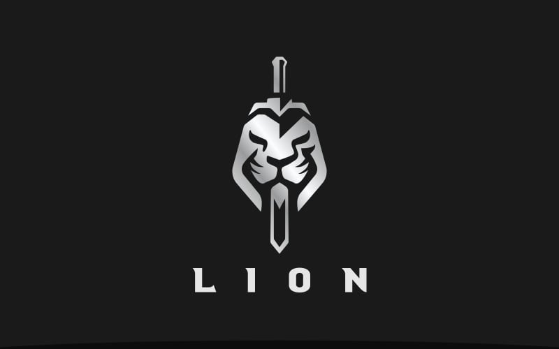 Lion Head Security Sword Logo Logo Template
