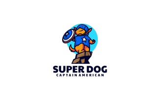 Super Dog Cartoon Logo Style