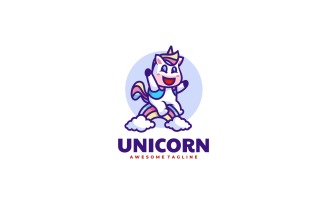 Unicorn Cartoon Logo Style