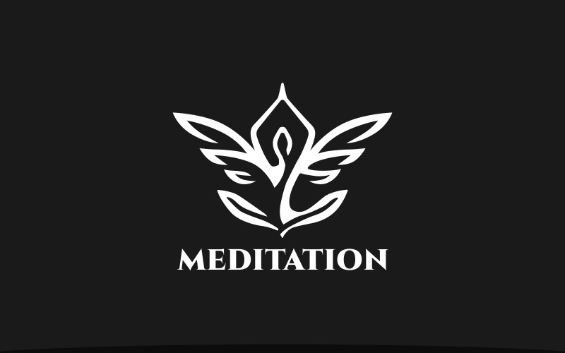 Winged Yoga Meditation Logo Logo Template