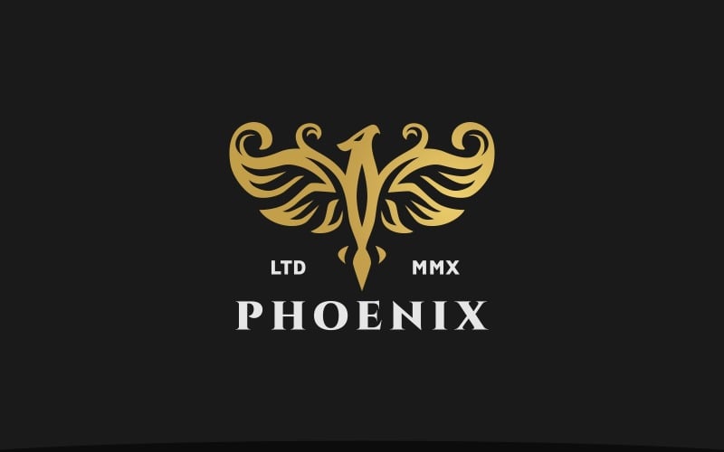 Elegant Golden Phoenix Logo Logo Template