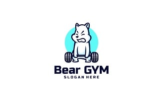 Bear Gym Cartoon Logo Template