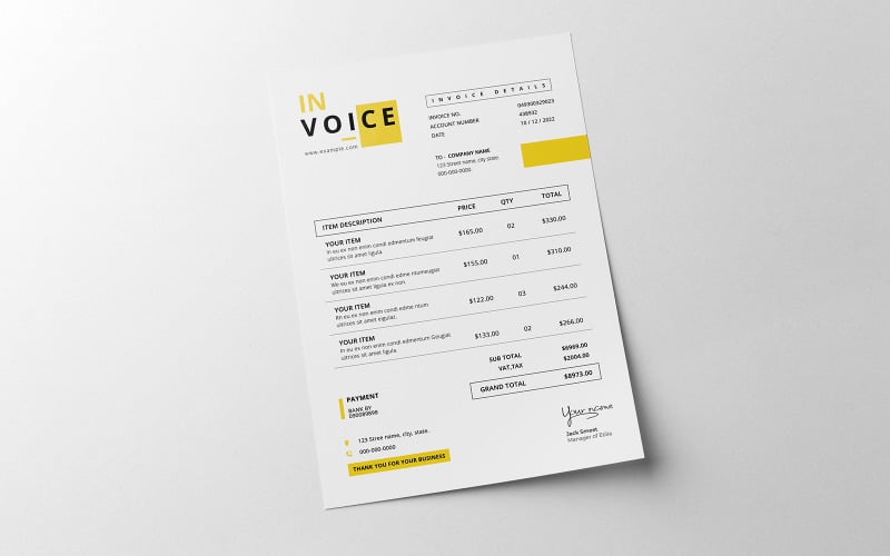 Corporate Invoice Template Vol-07 Corporate Identity