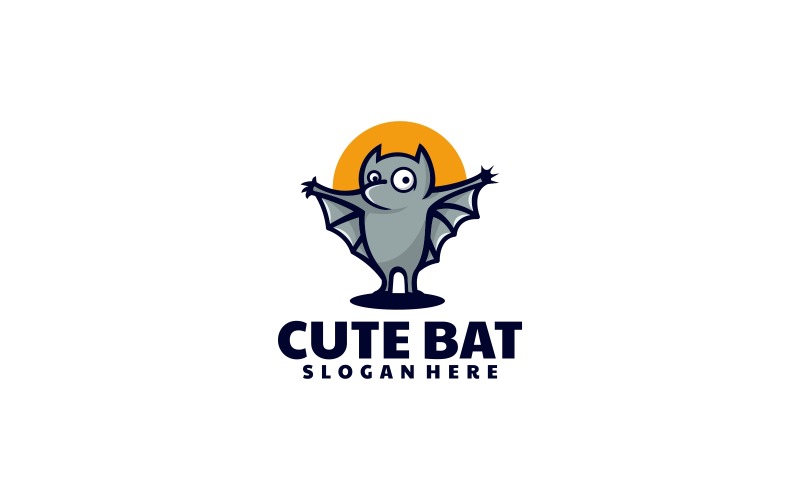 Cute Bat Simple Mascot Logo Logo Template