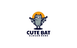Cute Bat Simple Mascot Logo