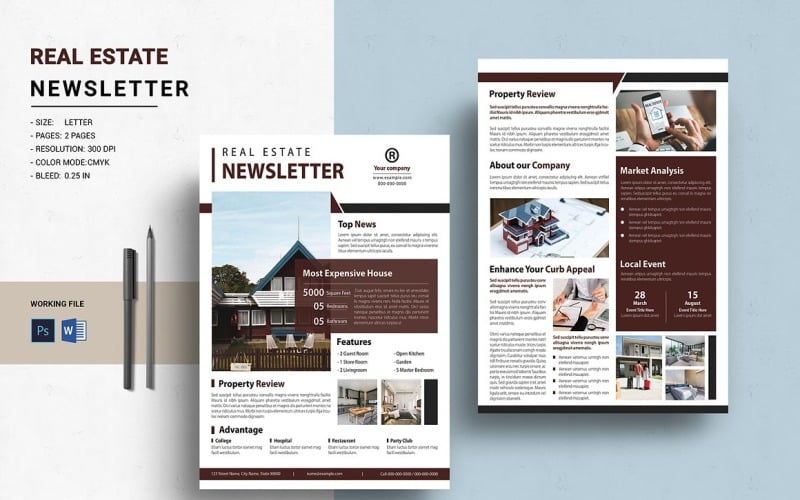 Real Estate Newsletter Template Corporate Identity