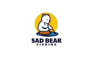 Sad Bear Cartoon Logo Style