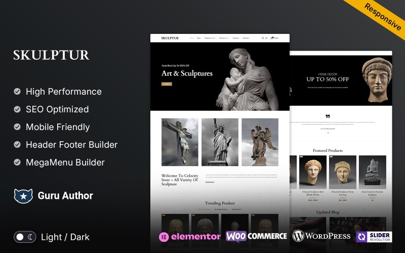 Skulptur - Art and Sculpture Store WooCommerce Elementor Responsive Theme WooCommerce Theme
