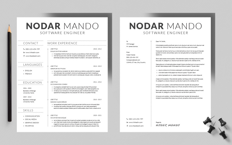 Clean Resume Design & Cover letter Resume Template